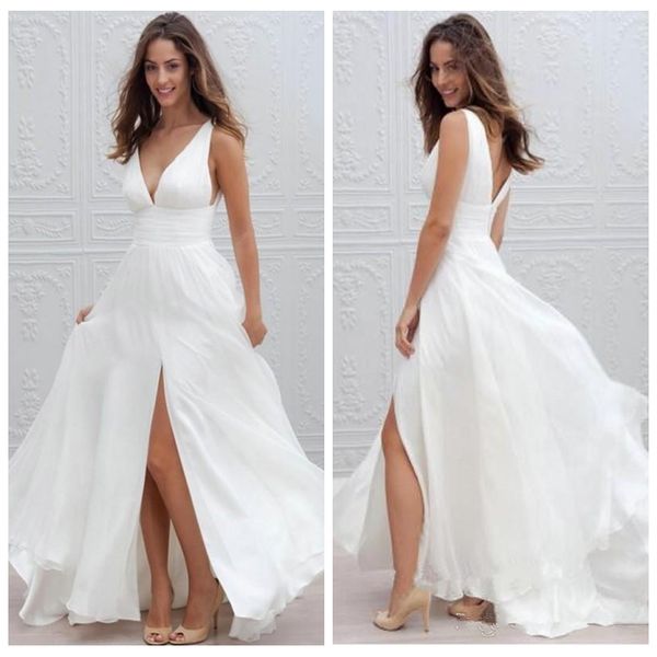 2021 vintage simple v-neck summer beach boho wedding dresses a line custom split long chiffon bridal gowns bohemian vestidos de novia cheap, White
2021 vintage simple v-neck summer beach boho wedding dresses a line custom split long chiffon bridal gowns bohemian vestidos de novia cheap, White