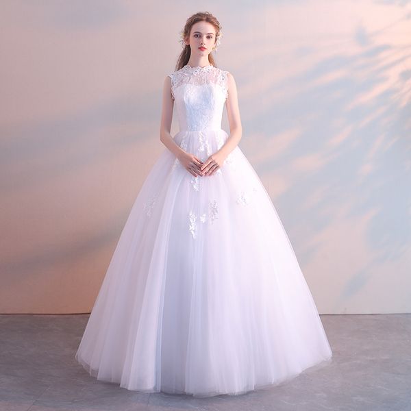 vintage tulle ball gown wedding dresses with open back 2019 jewel neck simple wedding gowns floor length, White
vintage tulle ball gown wedding dresses with open back 2019 jewel neck simple wedding gowns floor length, White