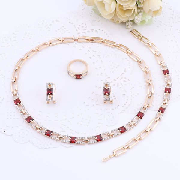 wedding party necklace earrings jewelry sets for women fashion red crystal rhinestone gold plated pendant accessories, Slivery;golden
wedding party necklace earrings jewelry sets for women fashion red crystal rhinestone gold plated pendant accessories, Slivery;golden