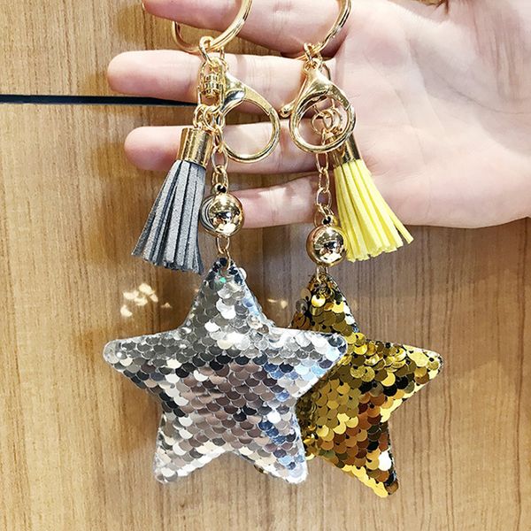 designer key chain sequins glitter star tassel car keychain pendant gifts women bag key ring jewelry accessories, Silver
designer key chain sequins glitter star tassel car keychain pendant gifts women bag key ring jewelry accessories, Silver