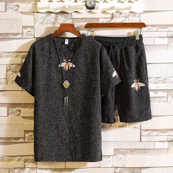 2018 chinese style embroidery retro short shirt men's sets loose shorts cotton linen shirt male fashion o-neck tees, Gray
2018 chinese style embroidery retro short shirt men's sets loose shorts cotton linen shirt male fashion o-neck tees, Gray