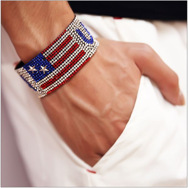 hiphop style men women bracelets rap singer usa flag rhinestone drill fashion nightclub hand chain bangle, Black
hiphop style men women bracelets rap singer usa flag rhinestone drill fashion nightclub hand chain bangle, Black