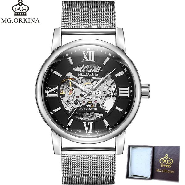orkina mesh stainless steel fashion royal silver clock transparent skeleton men automatic mechanical watches brand, Slivery;brown
orkina mesh stainless steel fashion royal silver clock transparent skeleton men automatic mechanical watches brand, Slivery;brown