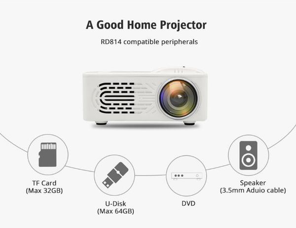 RD-814 LED Mini Projector 320 x 240 Home Theater Proyector Support 1080P Portable VS YG300 Perfect for Movie
RD-814 LED Mini Projector 320 x 240 Home Theater Proyector Support 1080P Portable VS YG300 Perfect for Movie