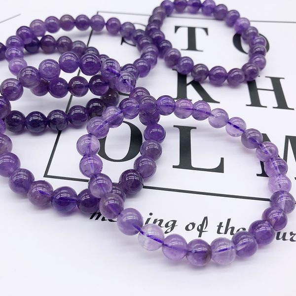 beads stone bracelet natural violet crystal bracelet women 8mm round charms bracelets for women, Black
beads stone bracelet natural violet crystal bracelet women 8mm round charms bracelets for women, Black