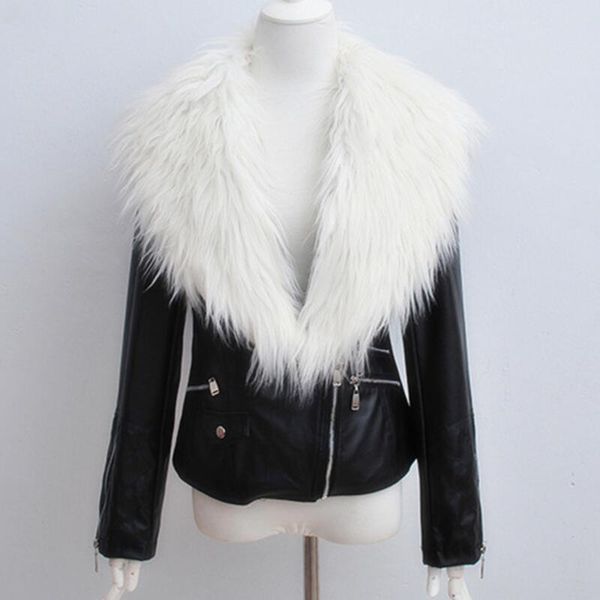 2018 women winter warm faux leather jackets with fur collar lady motorcycle & biker outerwear coats, Black
2018 women winter warm faux leather jackets with fur collar lady motorcycle & biker outerwear coats, Black