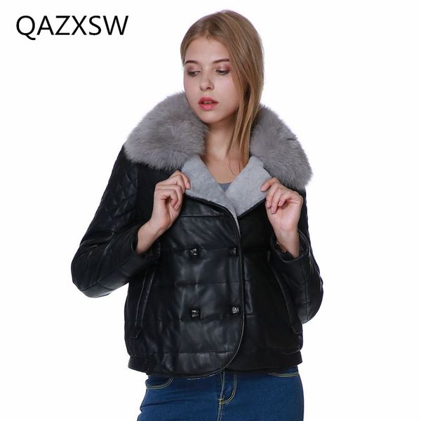 2018 new winter women's leather jacket sheep leather down coat fur collar short thick warm outer lb143, Black
2018 new winter women's leather jacket sheep leather down coat fur collar short thick warm outer lb143, Black