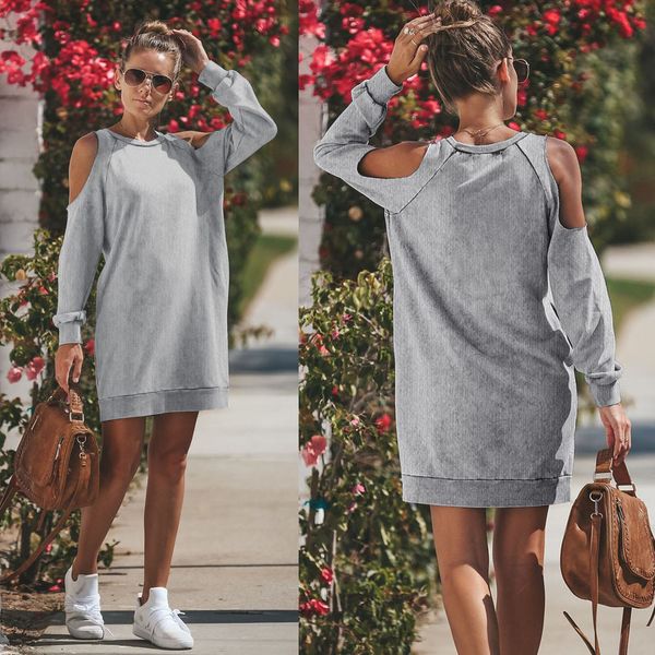 european and american autumn ladies dress round neck strapless long sleeve comfortable dress, Black;gray
european and american autumn ladies dress round neck strapless long sleeve comfortable dress, Black;gray