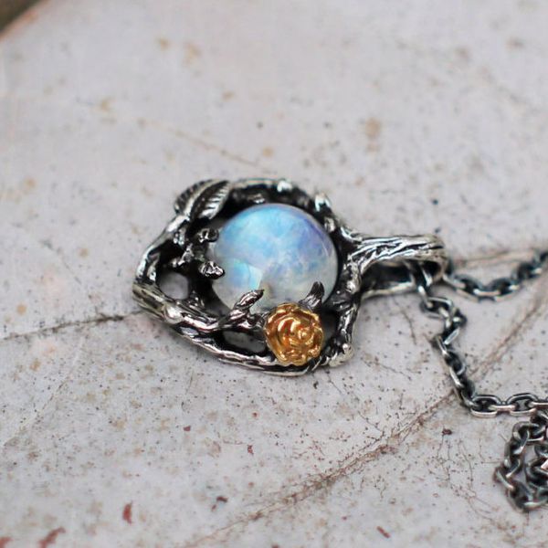 fashion branch leaves moonstone stone necklaces & pendants creative unique flower rose pendant necklace for women jewelry kolye, Silver
fashion branch leaves moonstone stone necklaces & pendants creative unique flower rose pendant necklace for women jewelry kolye, Silver