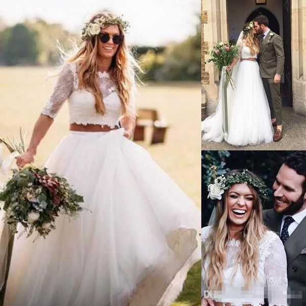 2018 two piece boho wedding dress country lace half sleeve tulle long skirt beach wedding dresses bridal gowns outdoor bride dress, White
2018 two piece boho wedding dress country lace half sleeve tulle long skirt beach wedding dresses bridal gowns outdoor bride dress, White