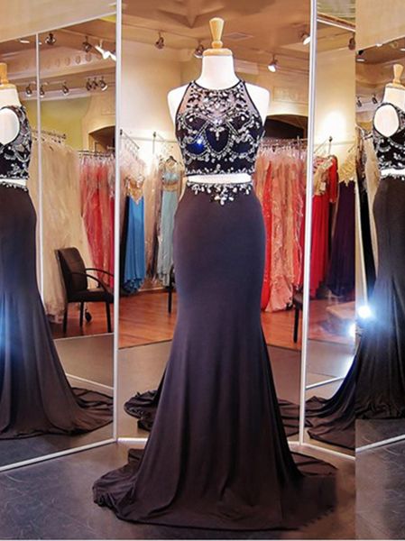 glamorous two pieces black mermaid long prom dresses jewel neck crystal beaded floor length prom party dresses real formal evening gowns
glamorous two pieces black mermaid long prom dresses jewel neck crystal beaded floor length prom party dresses real formal evening gowns