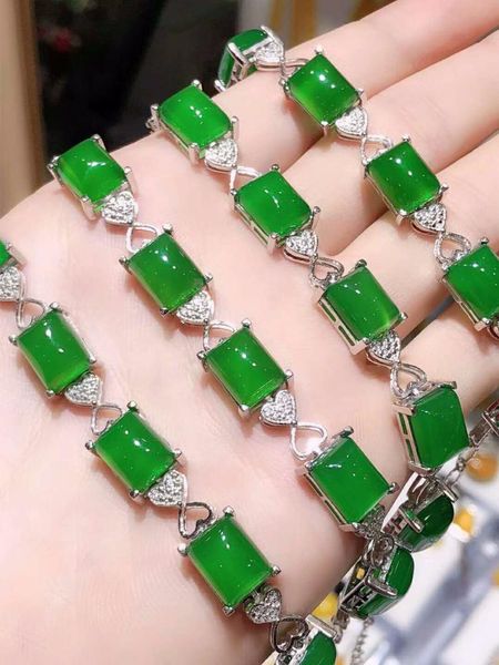 925 silver inlaid natural chalcedony bracelet, clean and bright c6#, Golden;silver
925 silver inlaid natural chalcedony bracelet, clean and bright c6#, Golden;silver