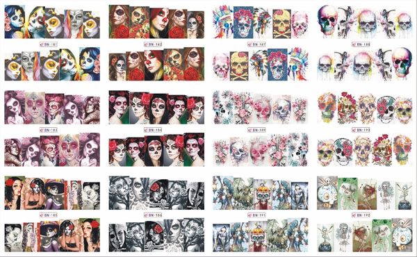 new 12sheet/lot nail bn181-192 voodoo girl flower skull full cover nail art water wraps sticker decal for (12 designs in 1, Black
new 12sheet/lot nail bn181-192 voodoo girl flower skull full cover nail art water wraps sticker decal for (12 designs in 1, Black