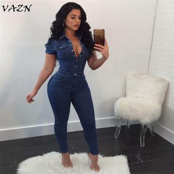 vazn 2018 new style brand fashion women denim jumpsuits night club turn-down collar short sleeve bodycon rompers smr8846, Black;white
vazn 2018 new style brand fashion women denim jumpsuits night club turn-down collar short sleeve bodycon rompers smr8846, Black;white