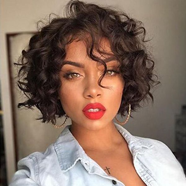 short human hair wigs for black women curly wavy lace front wig brazilian full with baby hairs (10, 130% density) diva1, Black;brown
short human hair wigs for black women curly wavy lace front wig brazilian full with baby hairs (10, 130% density) diva1, Black;brown