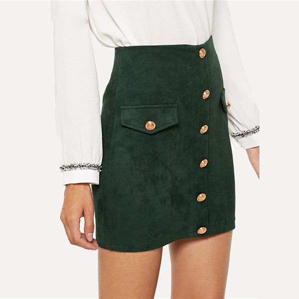 green solid elegant button skirt autumn office lady pencil mini skirts women high waist bodycon girls skirts, Black
green solid elegant button skirt autumn office lady pencil mini skirts women high waist bodycon girls skirts, Black