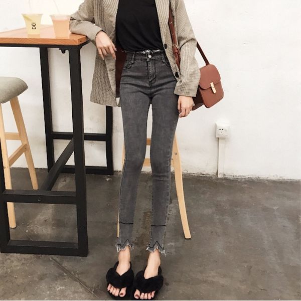 bottom 2018 autumn korean fashion pants minimalism casual black skinny woman high waist ladies cropped denim jeans womens femme, Blue
bottom 2018 autumn korean fashion pants minimalism casual black skinny woman high waist ladies cropped denim jeans womens femme, Blue