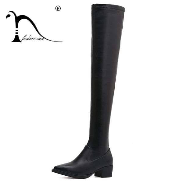 fediroma 2018 winter boots women over the knee boots comfort warm microfiber pointed toe fashion shoes women, Black
fediroma 2018 winter boots women over the knee boots comfort warm microfiber pointed toe fashion shoes women, Black