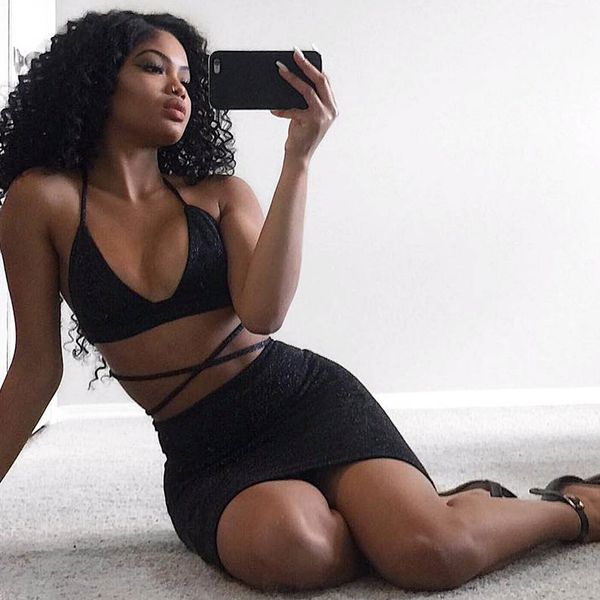 women cami two 2 piece set halter strap crop bandage bralette bodycon midi skirt set party club outfit ensemble femme, White
women cami two 2 piece set halter strap crop bandage bralette bodycon midi skirt set party club outfit ensemble femme, White