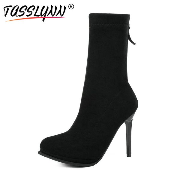 tasslynn 2018 high heels boots western style zipper women boots mid-calf pointed toe shoes platform winter high size 34-43, Black
tasslynn 2018 high heels boots western style zipper women boots mid-calf pointed toe shoes platform winter high size 34-43, Black