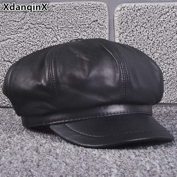 xdanqinx autumn winter women's hat genuine leather newsboy caps elegant sheepskin tongue cap for women cuero genuino sombrero, Blue;gray
xdanqinx autumn winter women's hat genuine leather newsboy caps elegant sheepskin tongue cap for women cuero genuino sombrero, Blue;gray