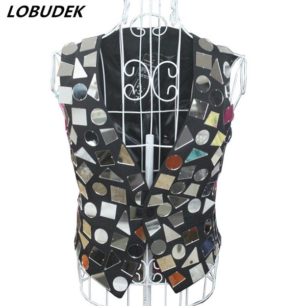 summer men's mirrors vest bright sequins waistcoat nightclub dj singer costume male bar jazz hip hop dancer show stage outfit, Black;white
summer men's mirrors vest bright sequins waistcoat nightclub dj singer costume male bar jazz hip hop dancer show stage outfit, Black;white