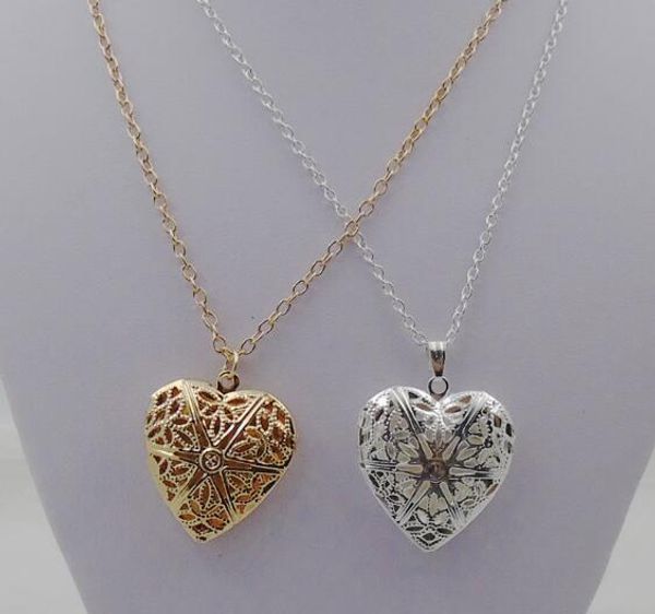 free shipping Heart-shaped heart necklace can be opened in small photos of hollowed-out nvong flower heart heart-shaped box necklace fashion