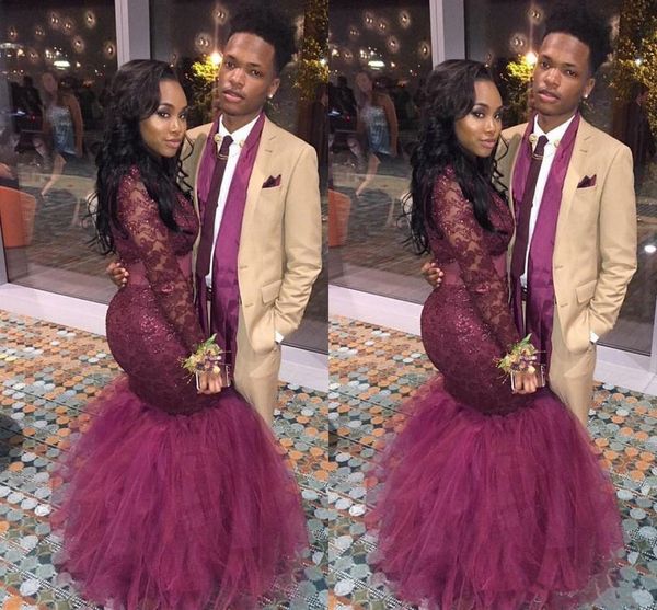 2018 burgundy black girls mermaid prom dresses illuiosn long sleeves formal evening gowns red carpet celebrity runaway dress custom made
2018 burgundy black girls mermaid prom dresses illuiosn long sleeves formal evening gowns red carpet celebrity runaway dress custom made