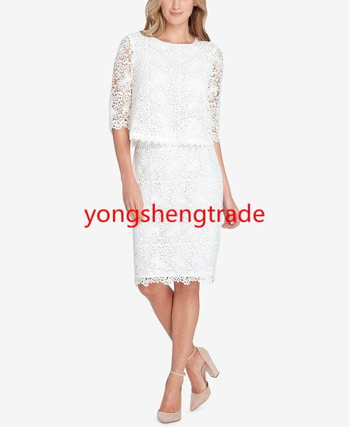 

luxurious lace to your professional look with a split back lace and a pencil skirt ivory women suit 103, White;black