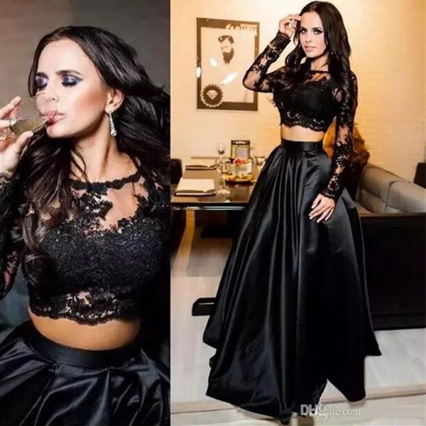 two piece prom dresses jewel neck lace appliques long sleeve black satin formal occasion gowns 2019 plus size women dress evening wear
two piece prom dresses jewel neck lace appliques long sleeve black satin formal occasion gowns 2019 plus size women dress evening wear
