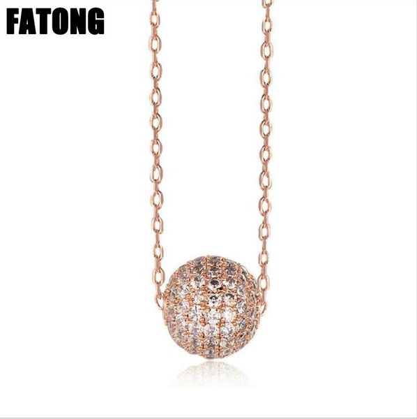 925 sterling silver rose gold transfer beads zircon necklace female fashion jewelry j0216
925 sterling silver rose gold transfer beads zircon necklace female fashion jewelry j0216