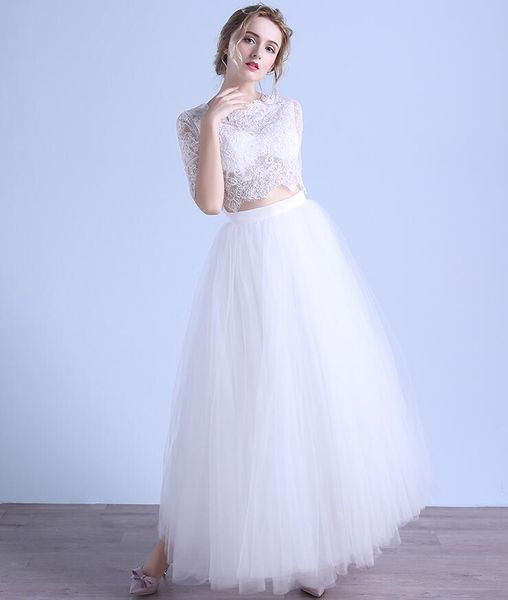 scoop neck lace tulle 2 piece prom dresses half sleeves prom gowns button back party dresses, Black
scoop neck lace tulle 2 piece prom dresses half sleeves prom gowns button back party dresses, Black