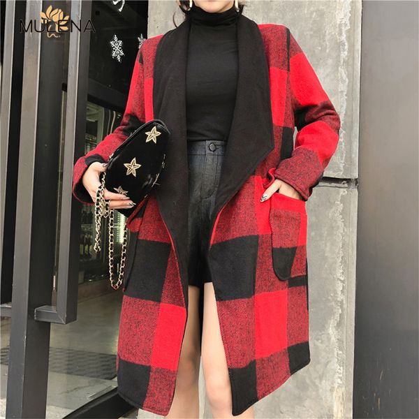mulena both sides can be wear wool coat women slim plaid full sleeves pockets open stitch office lady coats warm fall winter, Black
mulena both sides can be wear wool coat women slim plaid full sleeves pockets open stitch office lady coats warm fall winter, Black