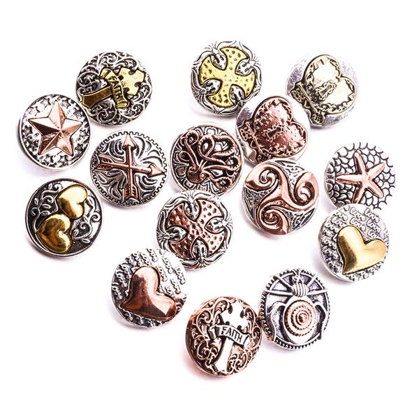 

vintage mixed style noosa chunks heart cross 18mm snap buttons for snap button necklace bracelet jewelry accessories