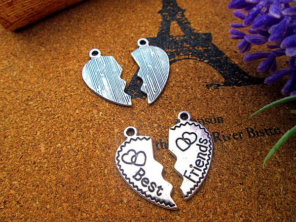 30set 25*25mm antique silver the half heart and friend charms pendants, Bronze;silver
30set 25*25mm antique silver the half heart and friend charms pendants, Bronze;silver