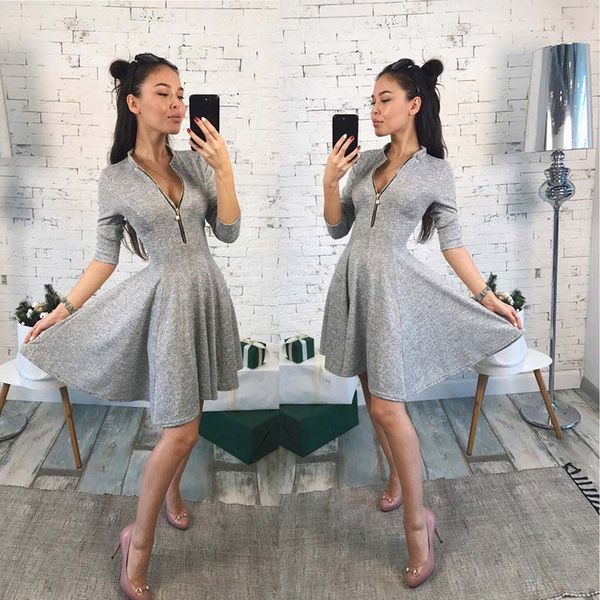 autumn dress party uniformal zippers cotton dress v-neck slim above knee a-line dresses womens clothing vestido 6q2069, White;black
autumn dress party uniformal zippers cotton dress v-neck slim above knee a-line dresses womens clothing vestido 6q2069, White;black