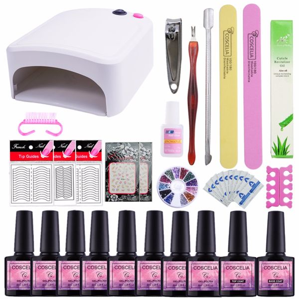 8pcs/lot beginner nail art tools 36w uv led nail dryer led lamp set any 8 colors gel polish manicure kits
8pcs/lot beginner nail art tools 36w uv led nail dryer led lamp set any 8 colors gel polish manicure kits