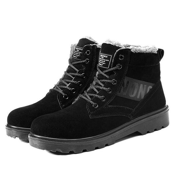 big size men's winter plush warm cotton-padded steel toe cap work safety shoes anti-puncture security ankle snow fur boots suede, Black
big size men's winter plush warm cotton-padded steel toe cap work safety shoes anti-puncture security ankle snow fur boots suede, Black