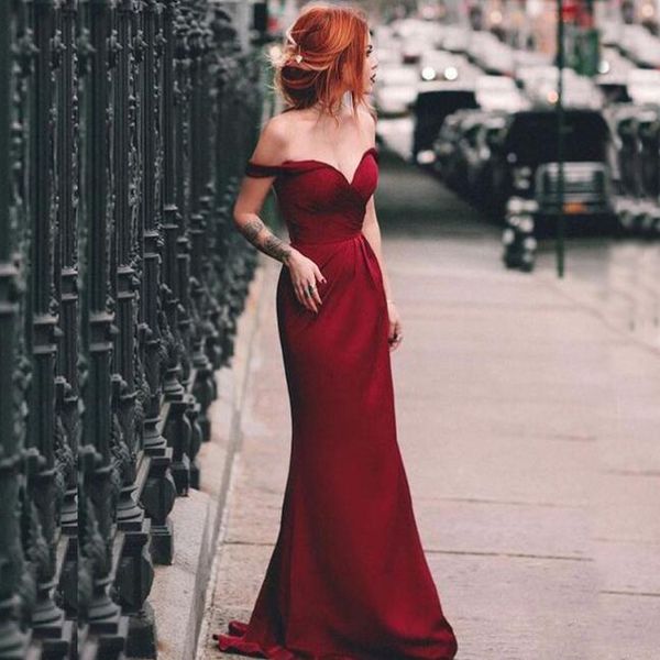 simple elegant evening dresses burgundy off the shoulder long formal mermaid prom party gowns ruched dress sweep train custom made cheap, Black;red
simple elegant evening dresses burgundy off the shoulder long formal mermaid prom party gowns ruched dress sweep train custom made cheap, Black;red