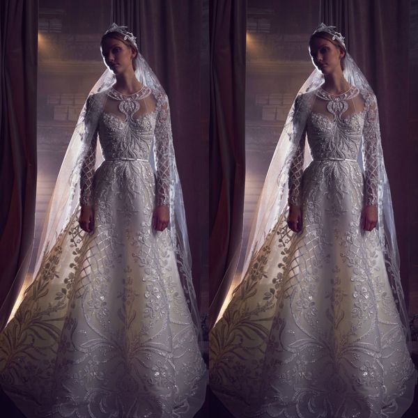 elie saab 2019 designer wedding dresses lace appliqued jewel neck long sleeve beaded beach a line bridal gowns sparkly robe de mariée, White
elie saab 2019 designer wedding dresses lace appliqued jewel neck long sleeve beaded beach a line bridal gowns sparkly robe de mariée, White