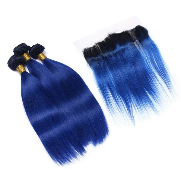 ombre color 1b blue human hair weft with lace frontal 100 virgin human ombre hair 3bundles with ear to ear frontal, Black
ombre color 1b blue human hair weft with lace frontal 100 virgin human ombre hair 3bundles with ear to ear frontal, Black