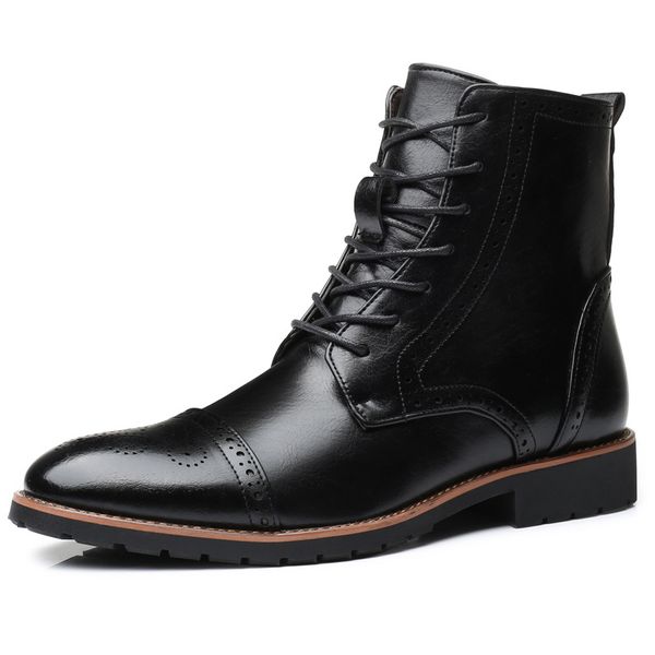 new mens ankle boots lace-up fashion motorcycles boots vintage brogue shoes casual non-slip pu leather mujer chaussure, Black
new mens ankle boots lace-up fashion motorcycles boots vintage brogue shoes casual non-slip pu leather mujer chaussure, Black