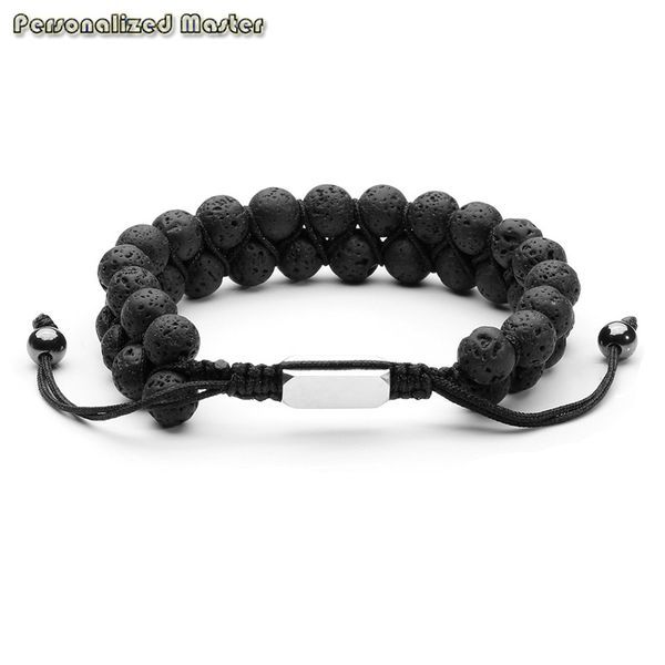 personalized custom stainless steel id bracelet tiger eye lava stone double layer beads macrame braided adjustable bracelet gift, Black
personalized custom stainless steel id bracelet tiger eye lava stone double layer beads macrame braided adjustable bracelet gift, Black