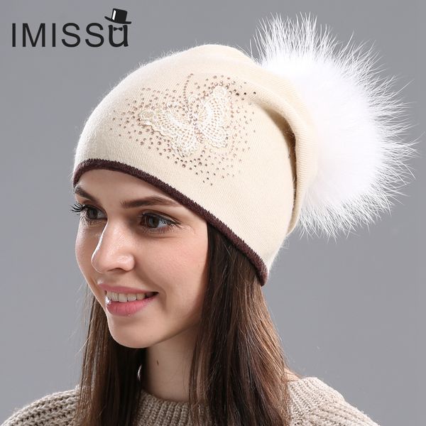 imissu knitted women's hats for winter casual wool hat with real raccoon fur pom pom solid colors ski gorros mask cap for girls, Blue;gray
imissu knitted women's hats for winter casual wool hat with real raccoon fur pom pom solid colors ski gorros mask cap for girls, Blue;gray