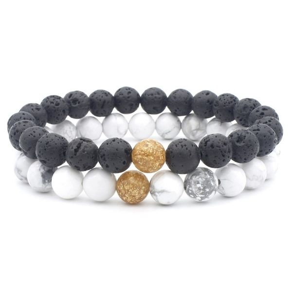 2pcs fashion diffuser stone bracelets for women men lava beaded white black bracelet
2pcs fashion diffuser stone bracelets for women men lava beaded white black bracelet