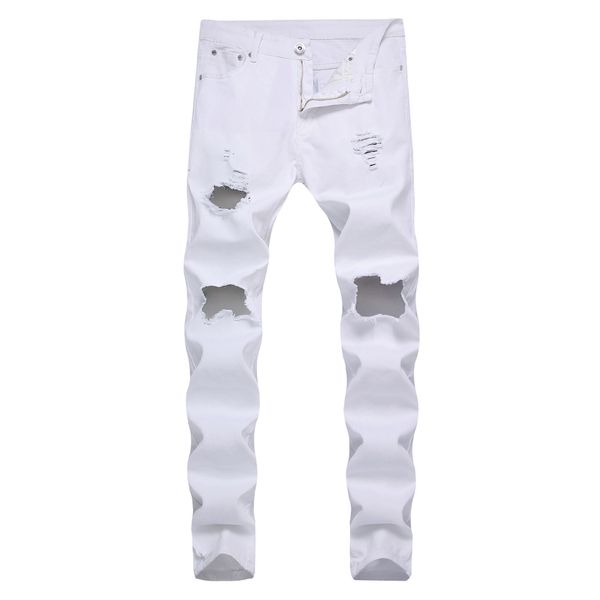 2018 fashion casual men jeans big ripped hole white men's small micro elastic straight denim joker hip hop cowboy pants, Blue
2018 fashion casual men jeans big ripped hole white men's small micro elastic straight denim joker hip hop cowboy pants, Blue