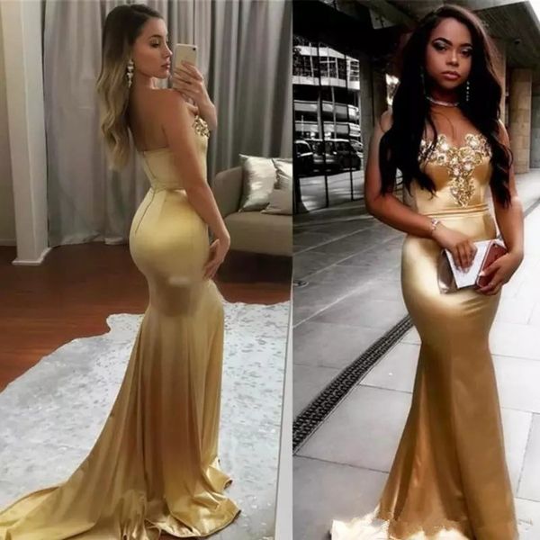 Sexy Sweetheart Gold Mermaid Prom Dresses 2019 Arabic Dubai Celebrity Dresses Evening Formal Prom Party Gowns Custom Sleeveless Plus Size
Sexy Sweetheart Gold Mermaid Prom Dresses 2019 Arabic Dubai Celebrity Dresses Evening Formal Prom Party Gowns Custom Sleeveless Plus Size