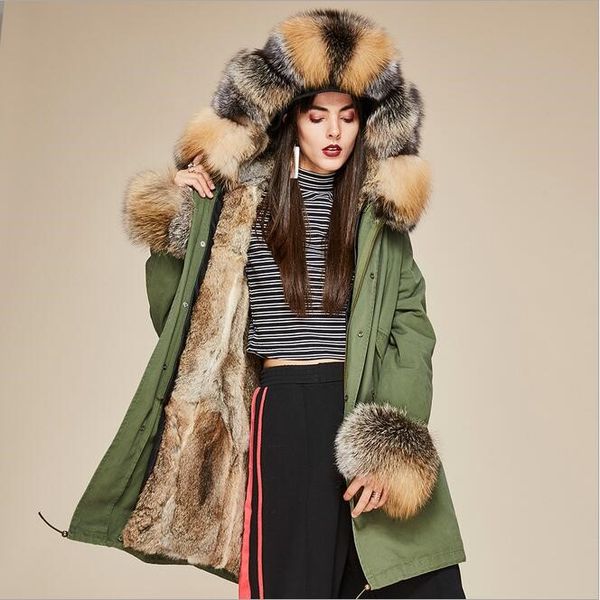 fashion jazzevar brown raccoon fur trim female cold coats women fur jacket brown fox and rabbit fur lining army green canvas long parkas, Black
fashion jazzevar brown raccoon fur trim female cold coats women fur jacket brown fox and rabbit fur lining army green canvas long parkas, Black