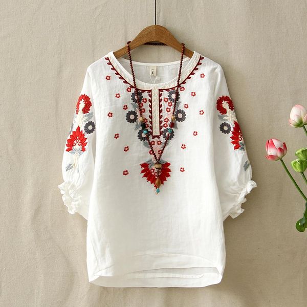 ethnic vintage white floral embroidered blouses for women loose half lantern sleeve shirt women cotton linen casual blusas
ethnic vintage white floral embroidered blouses for women loose half lantern sleeve shirt women cotton linen casual blusas