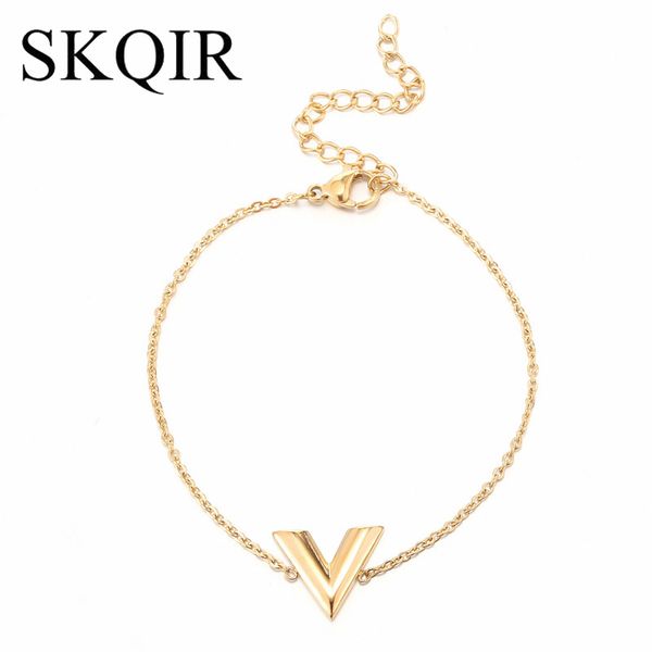 skqir simple initial v letter bracelets gold silver link chain bracelet for couple lovers charm steel jewelry friend gifts, Black
skqir simple initial v letter bracelets gold silver link chain bracelet for couple lovers charm steel jewelry friend gifts, Black